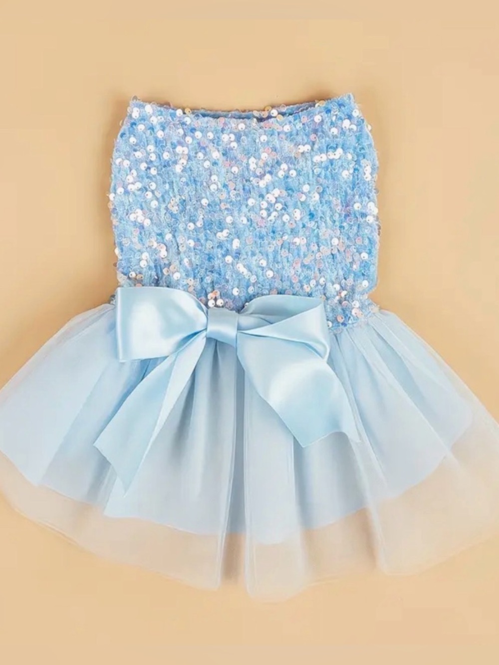 🥳 2 for $15 🥳 Light Blue Pet Dog or Cat Sequin Tulle Mini Skirt with Bow